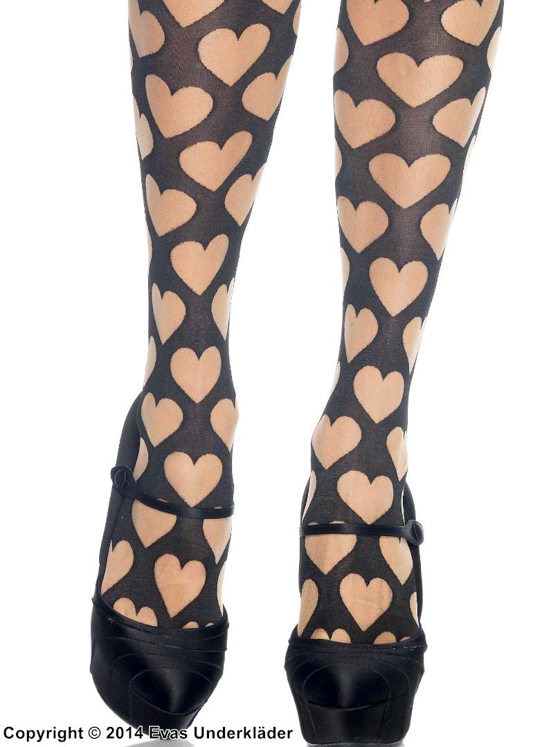 Sheer pantyhose with hearts